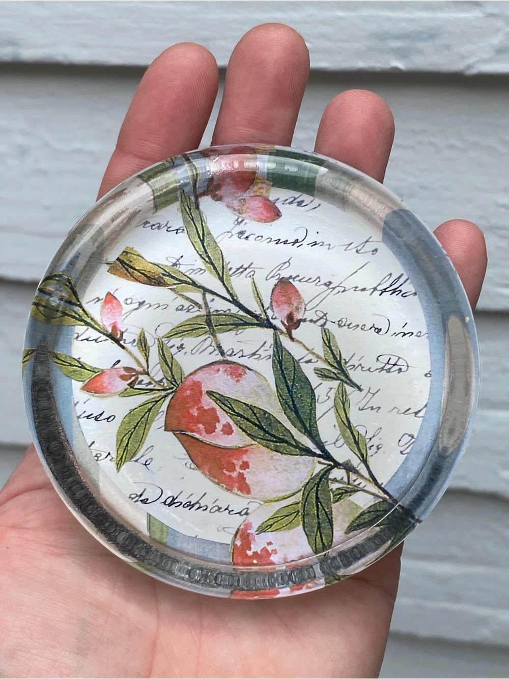 Floral & Green Heavy Glass Paperweight